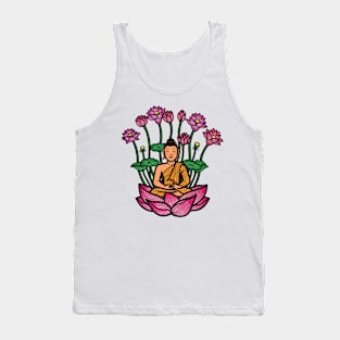 Gautama Buddha sitting meditation lotus pose Tank Top